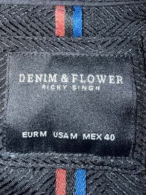 Denim & Flower Ricky Singh Men's Black Jacquard Textured Button Up Shirt Size M